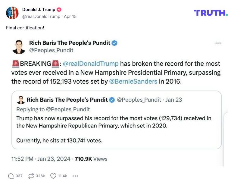 Post image from Donald Trump