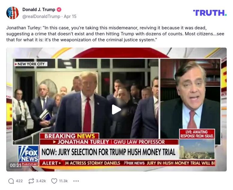 Post image from Donald Trump