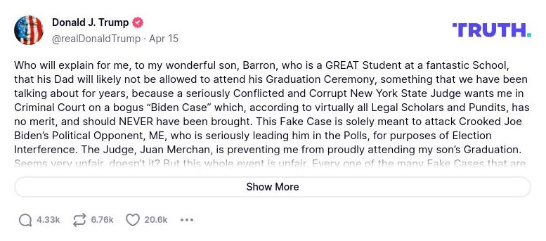 Post image from Donald Trump