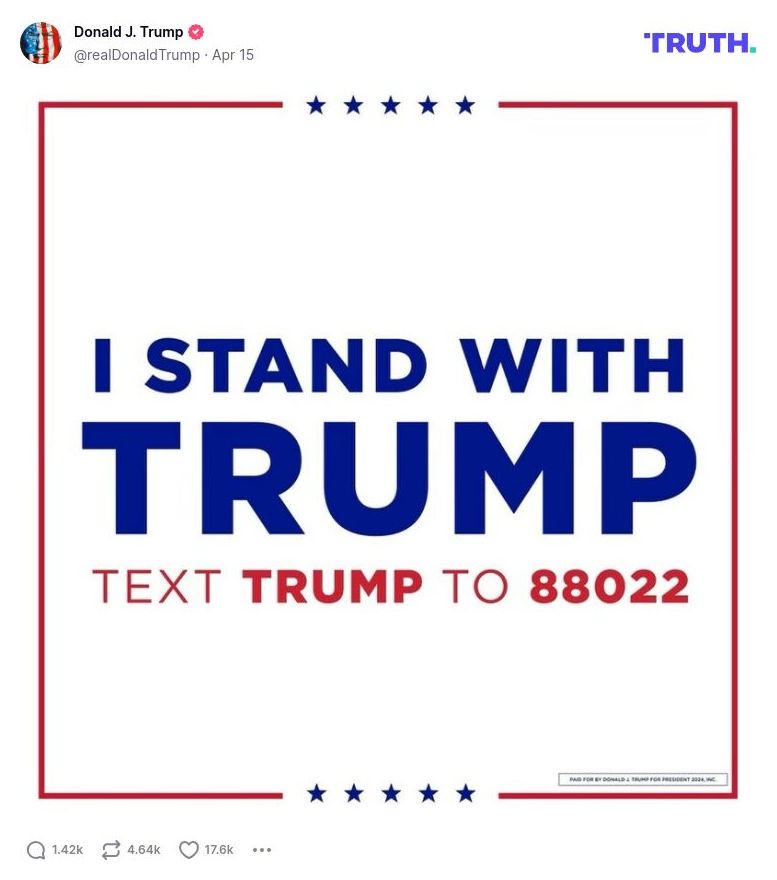 Post image from Donald Trump