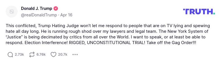 Post image from Donald Trump