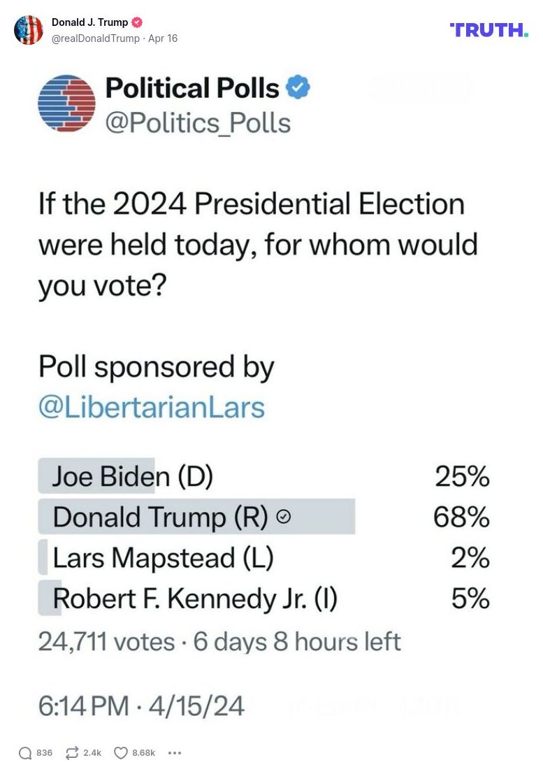 Post image from Donald Trump