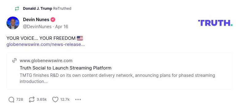 Post image from Donald Trump