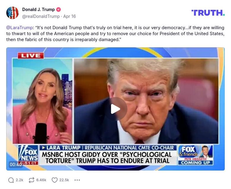 Post image from Donald Trump