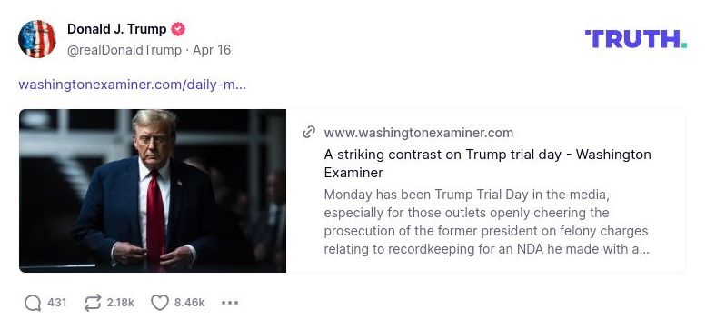 Post image from Donald Trump