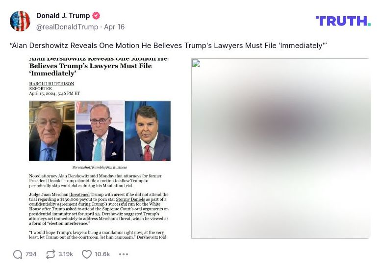 Post image from Donald Trump