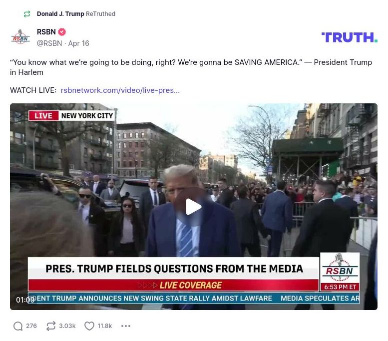 Post image from Donald Trump