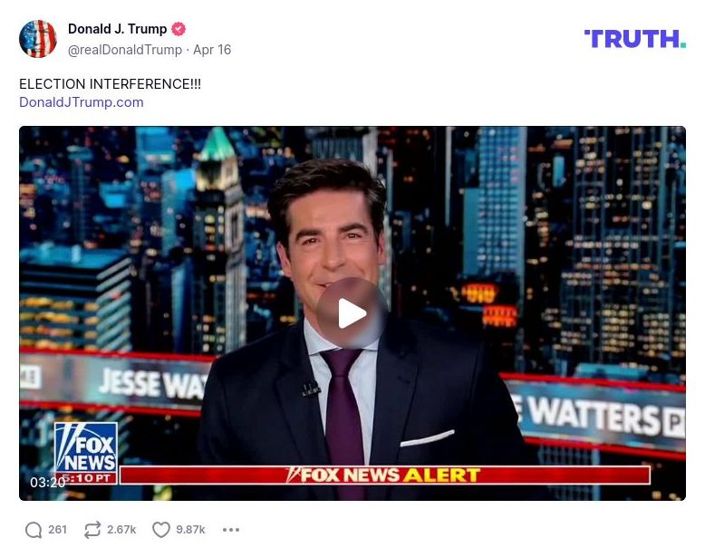 Post image from Donald Trump