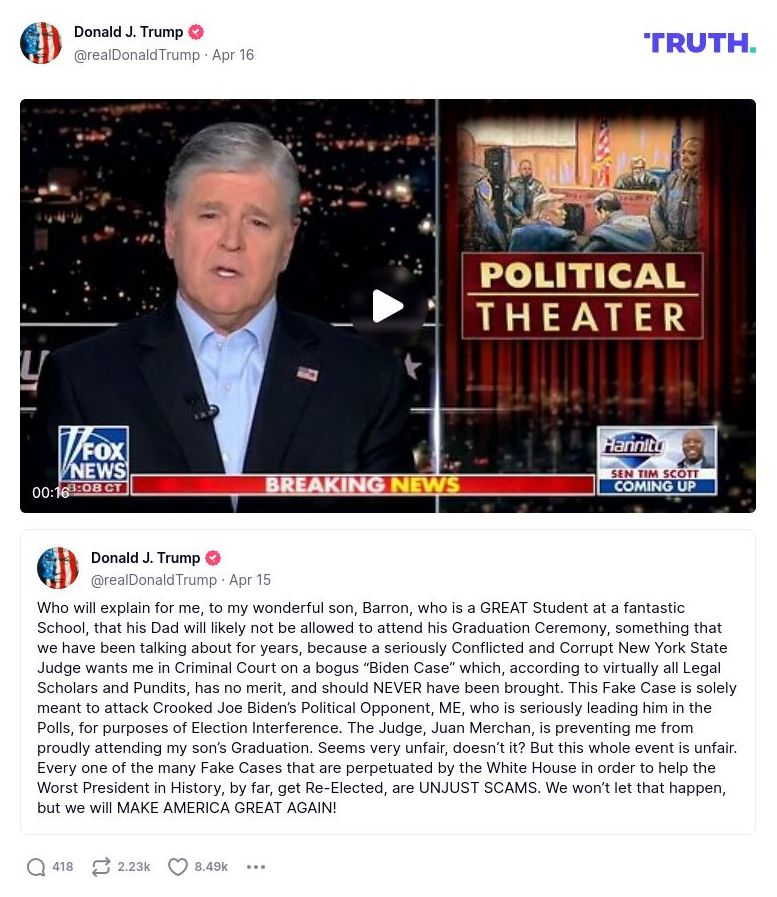 Post image from Donald Trump