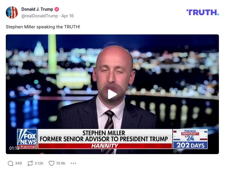 Post image from Donald Trump