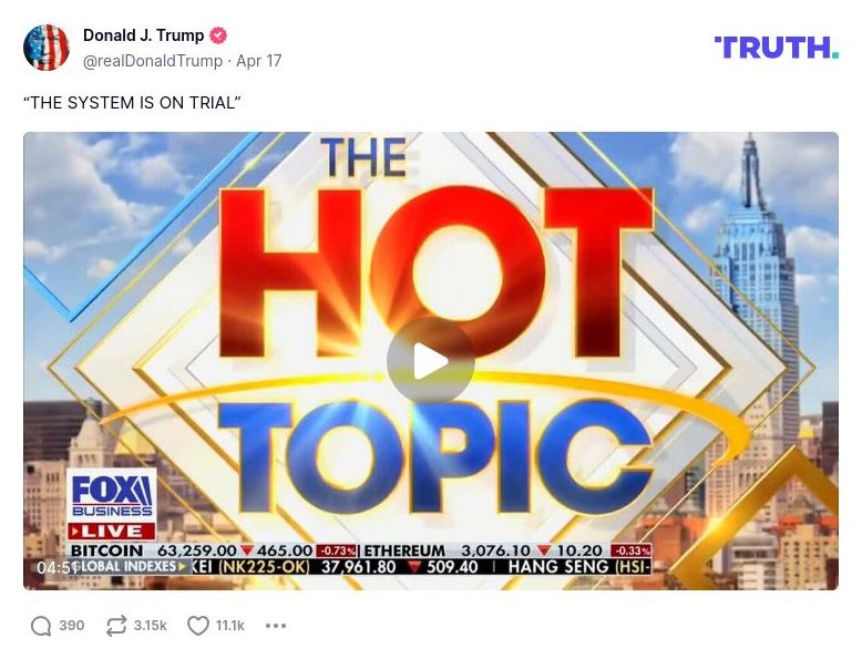 Post image from Donald Trump