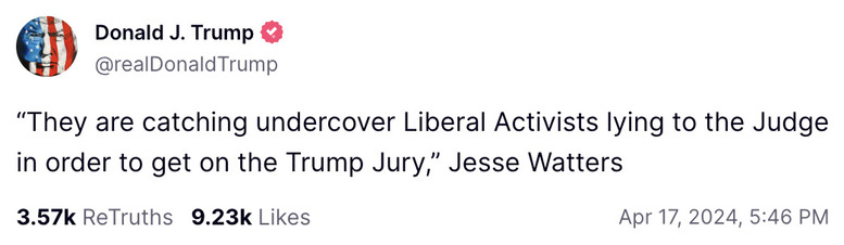 Post image from Donald Trump