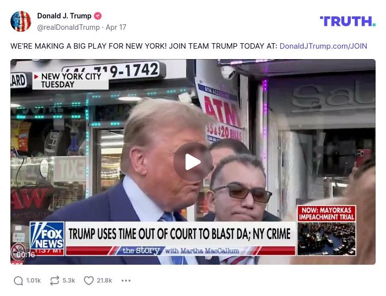 Post image from Donald Trump