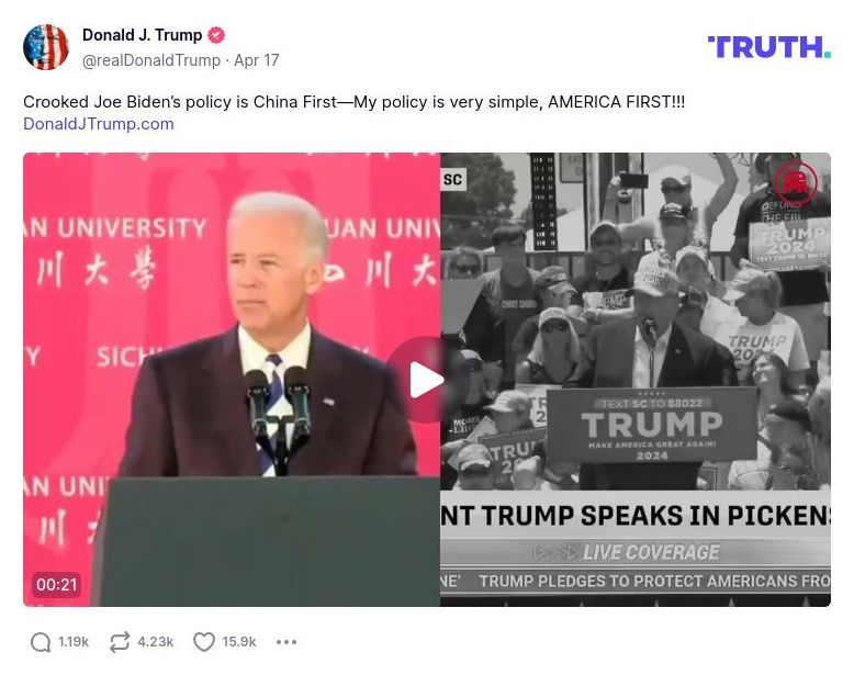 Post preview from Donald Trump