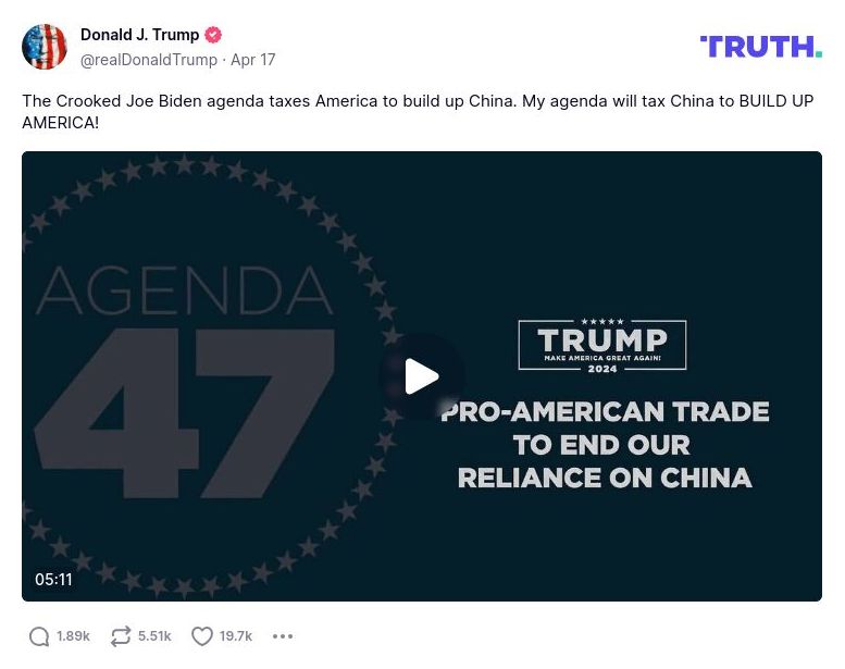 Post preview from Donald Trump