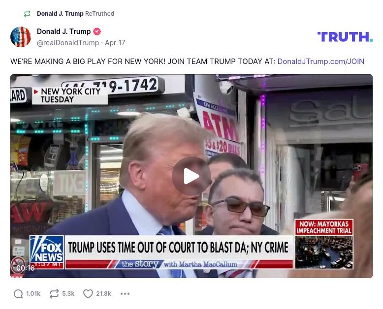 Post image from Donald Trump