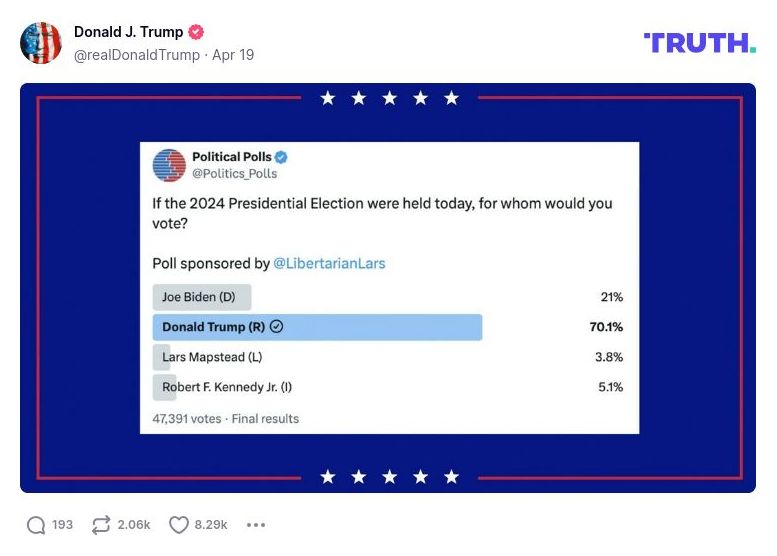 Post image from Donald Trump