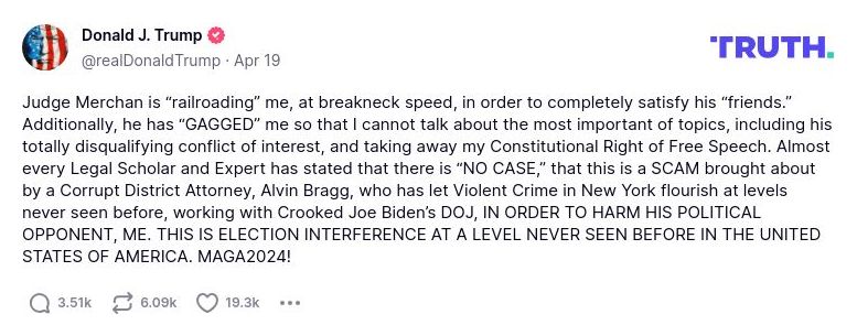 Post image from Donald Trump