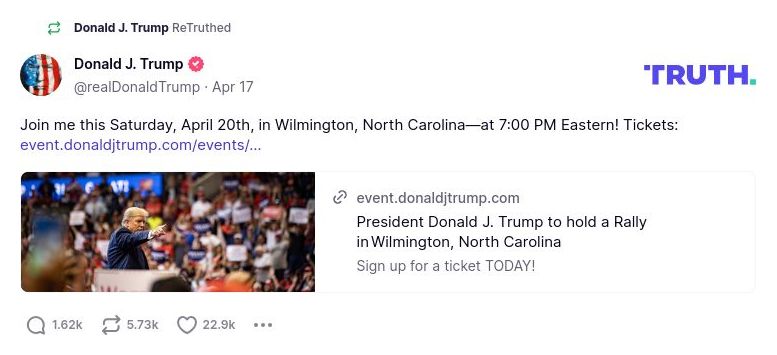 Post image from Donald Trump