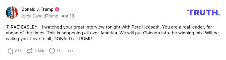 Post image from Donald Trump