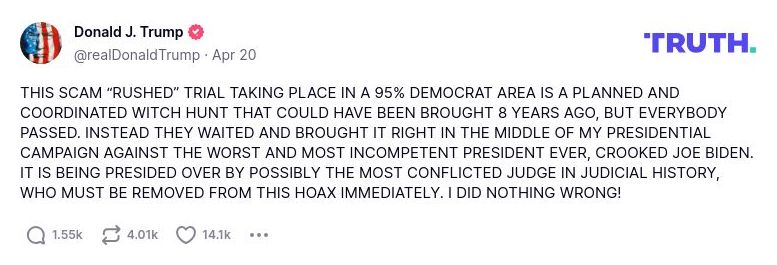 Post image from Donald Trump