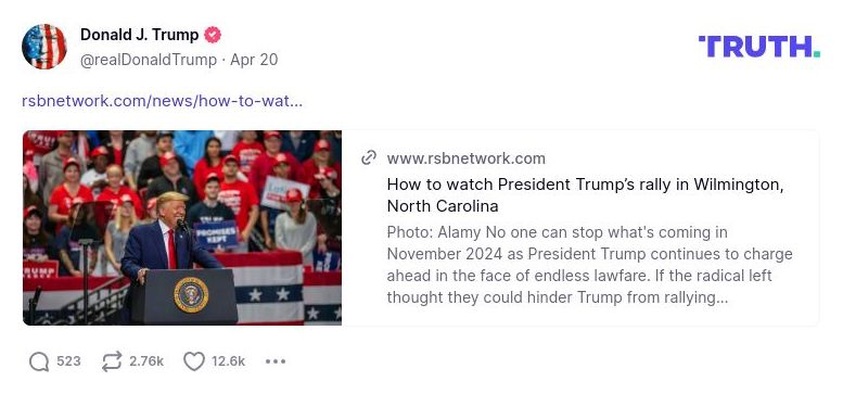 Post image from Donald Trump