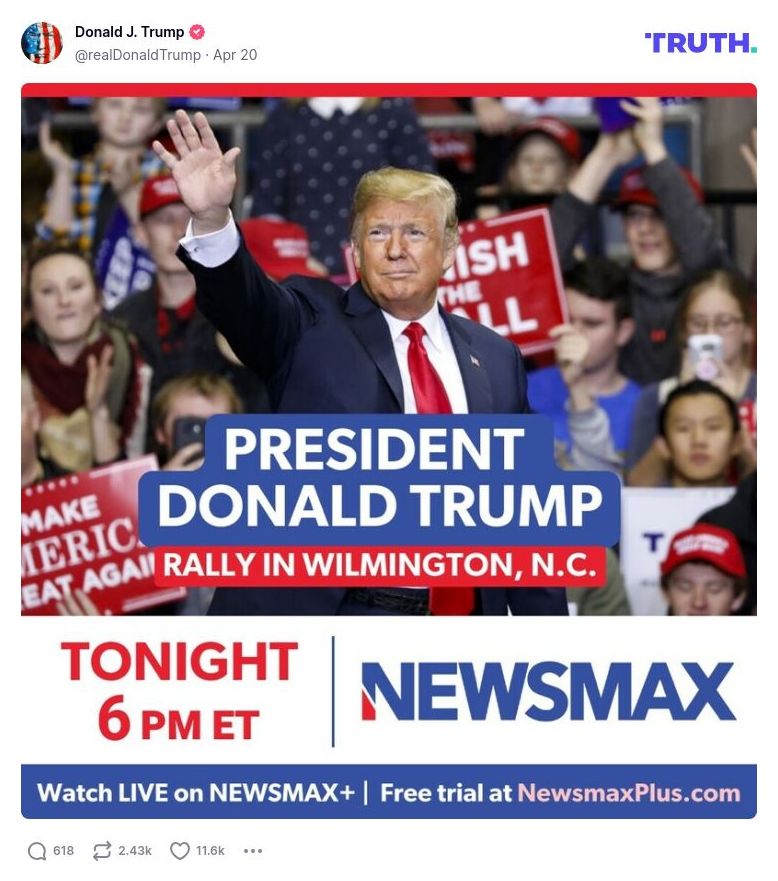 Post image from Donald Trump