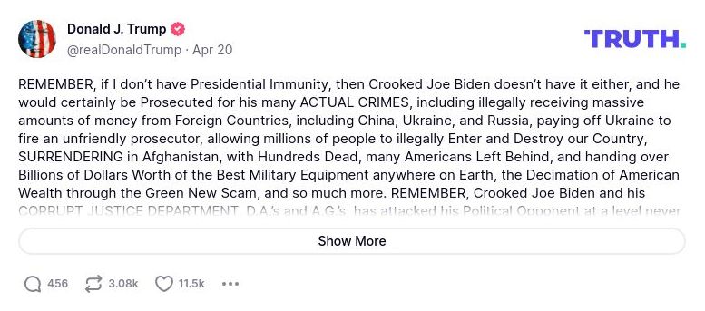 Post preview from Donald Trump