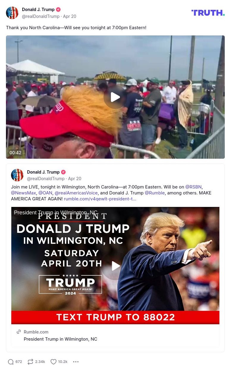 Post image from Donald Trump