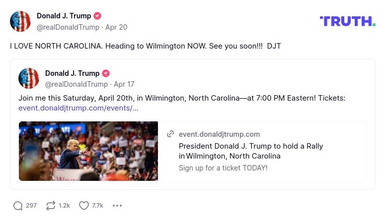 Post image from Donald Trump