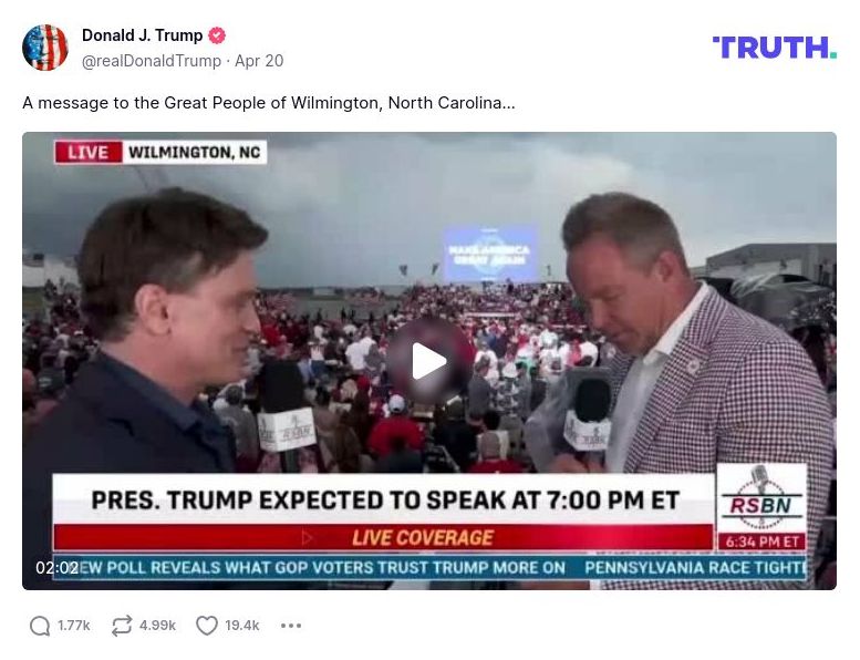 Post image from Donald Trump