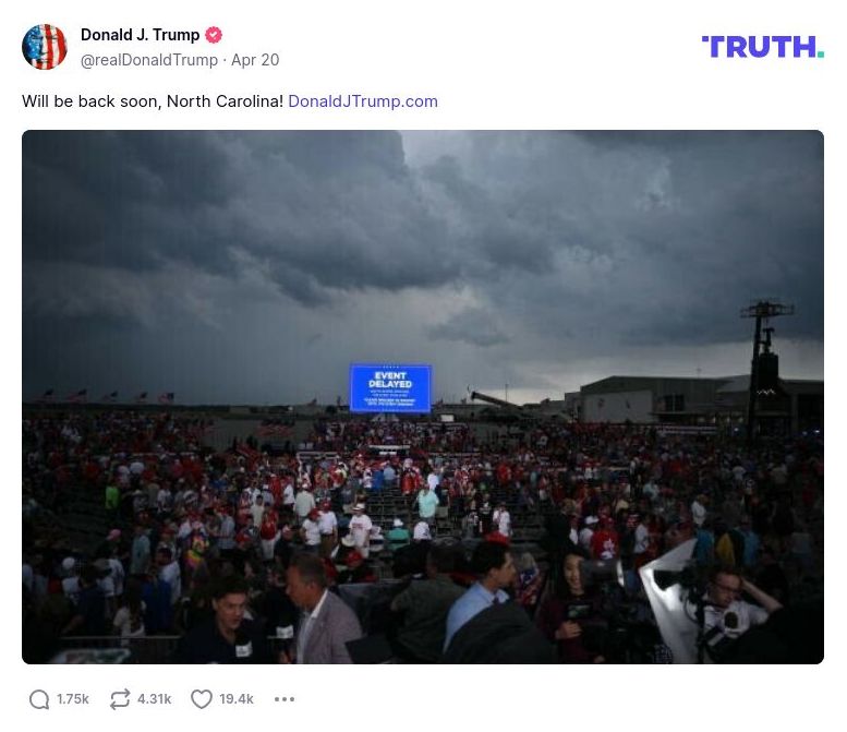 Post image from Donald Trump