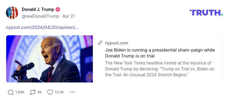 Post image from Donald Trump