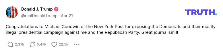 Post image from Donald Trump