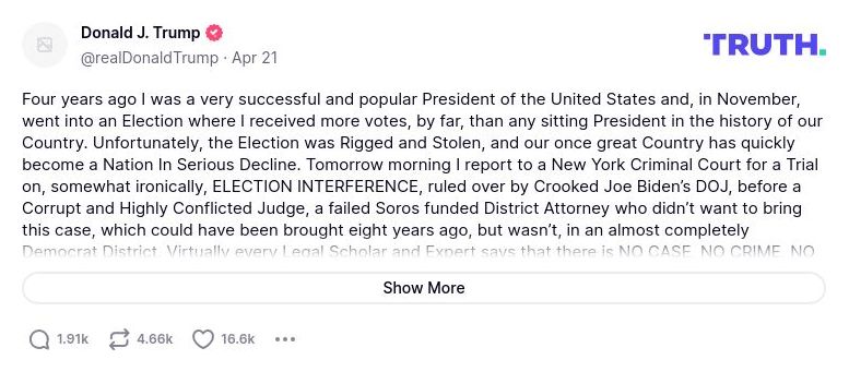 Post image from Donald Trump