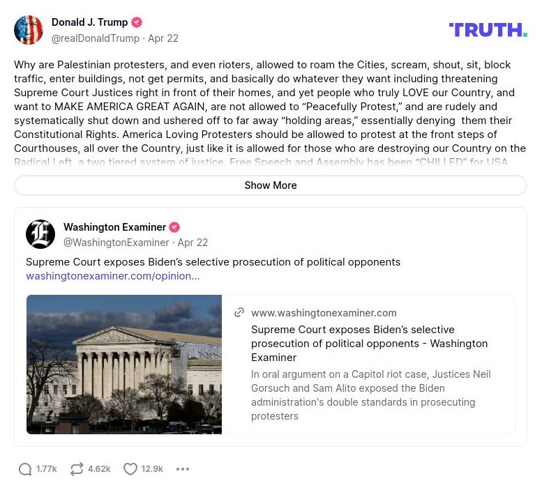 Post image from Donald Trump