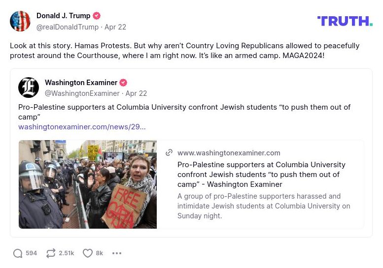 Post image from Donald Trump