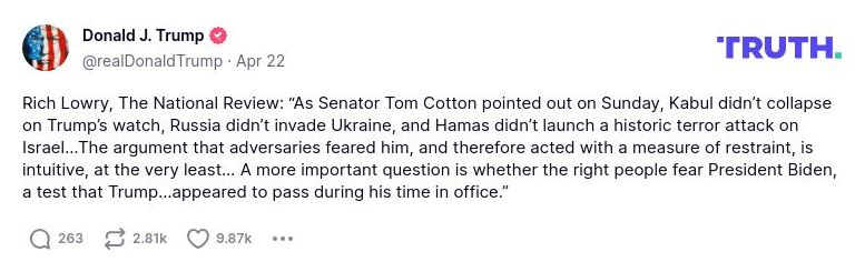 Post preview from Donald Trump