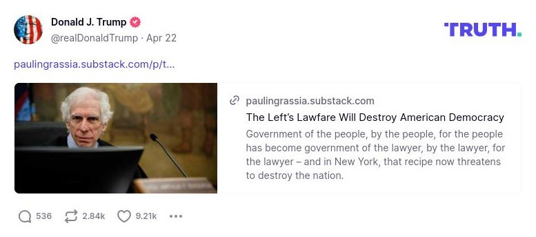 Post image from Donald Trump