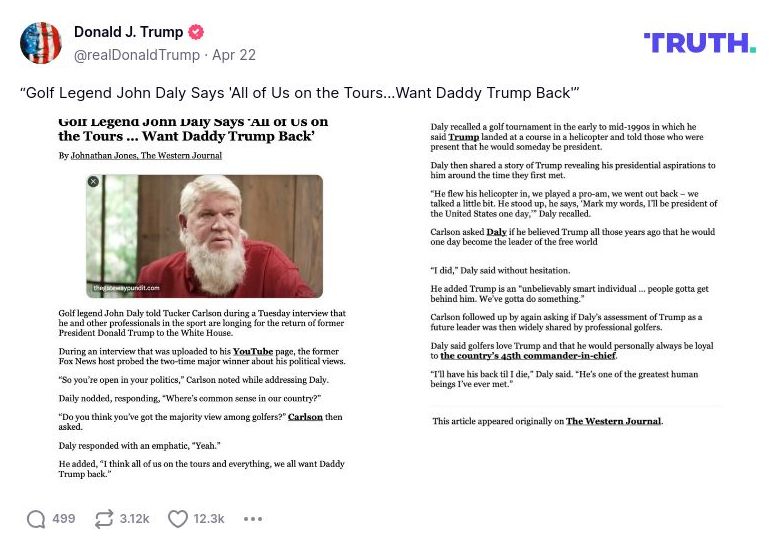 Post image from Donald Trump