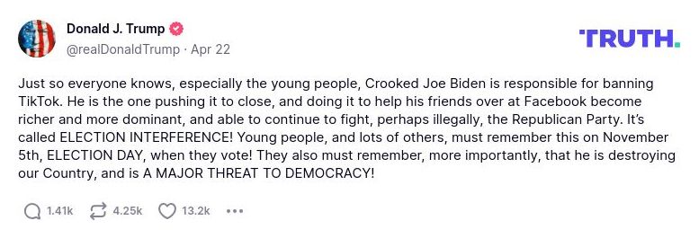 Post image from Donald Trump