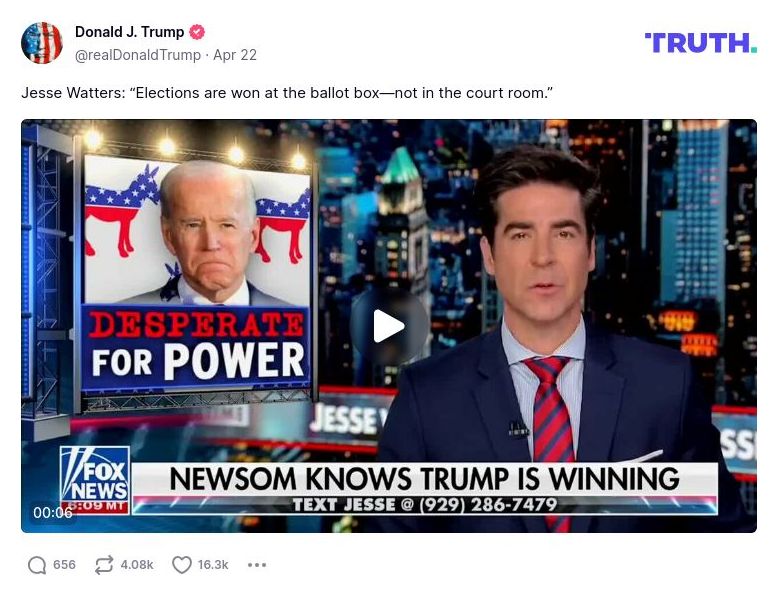 Post image from Donald Trump