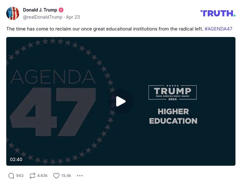 Post image from Donald Trump