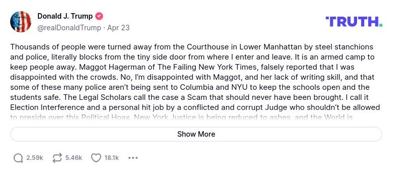 Post image from Donald Trump