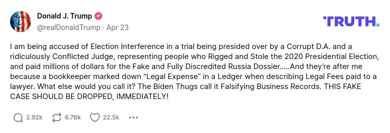 Post image from Donald Trump