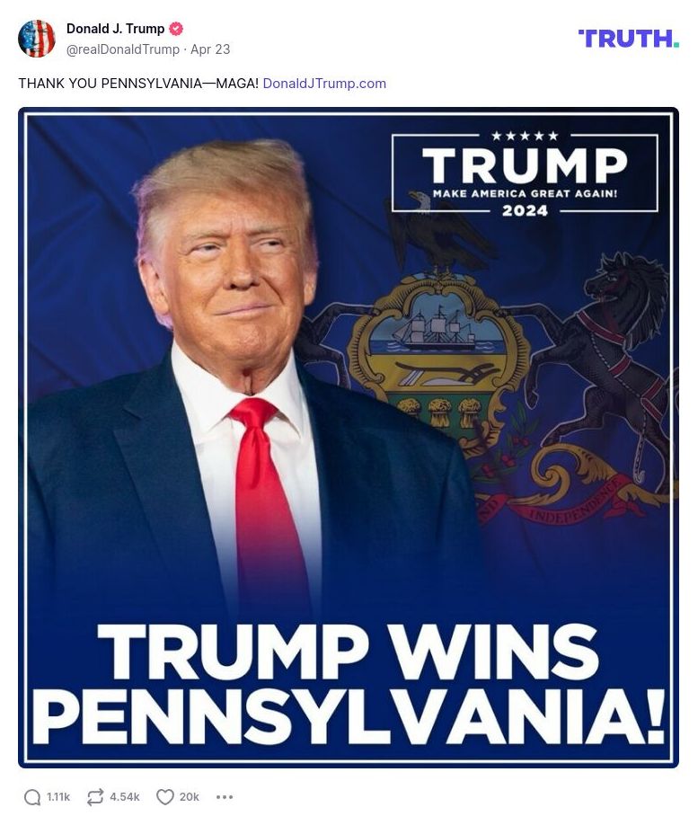 Post image from Donald Trump