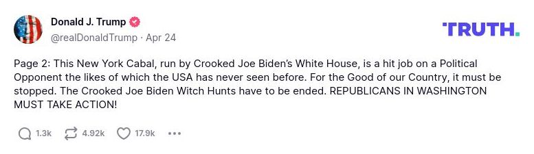 Post image from Donald Trump