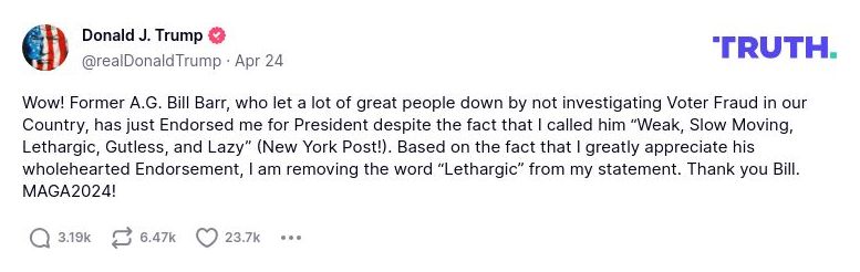 Post image from Donald Trump