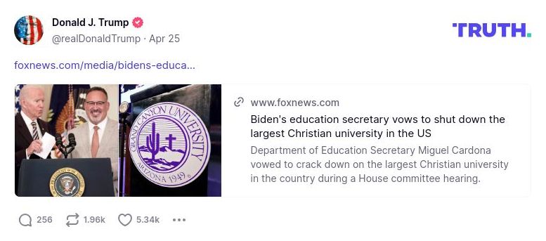 Post image from Donald Trump