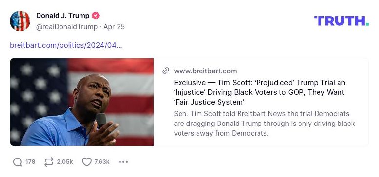 Post image from Donald Trump